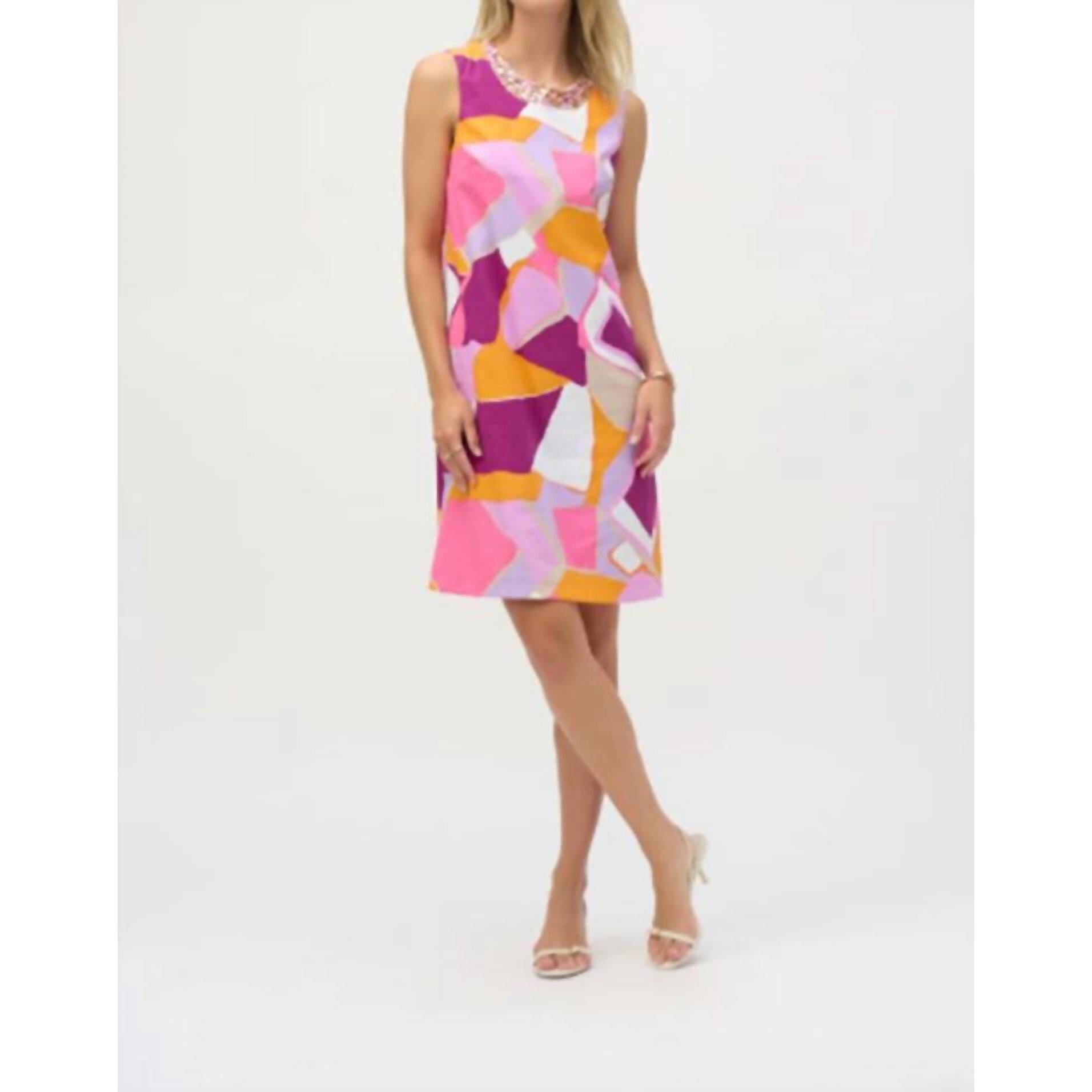 New Joseph Ribkoff Mini Shift Dress In Pink Orange Purple
